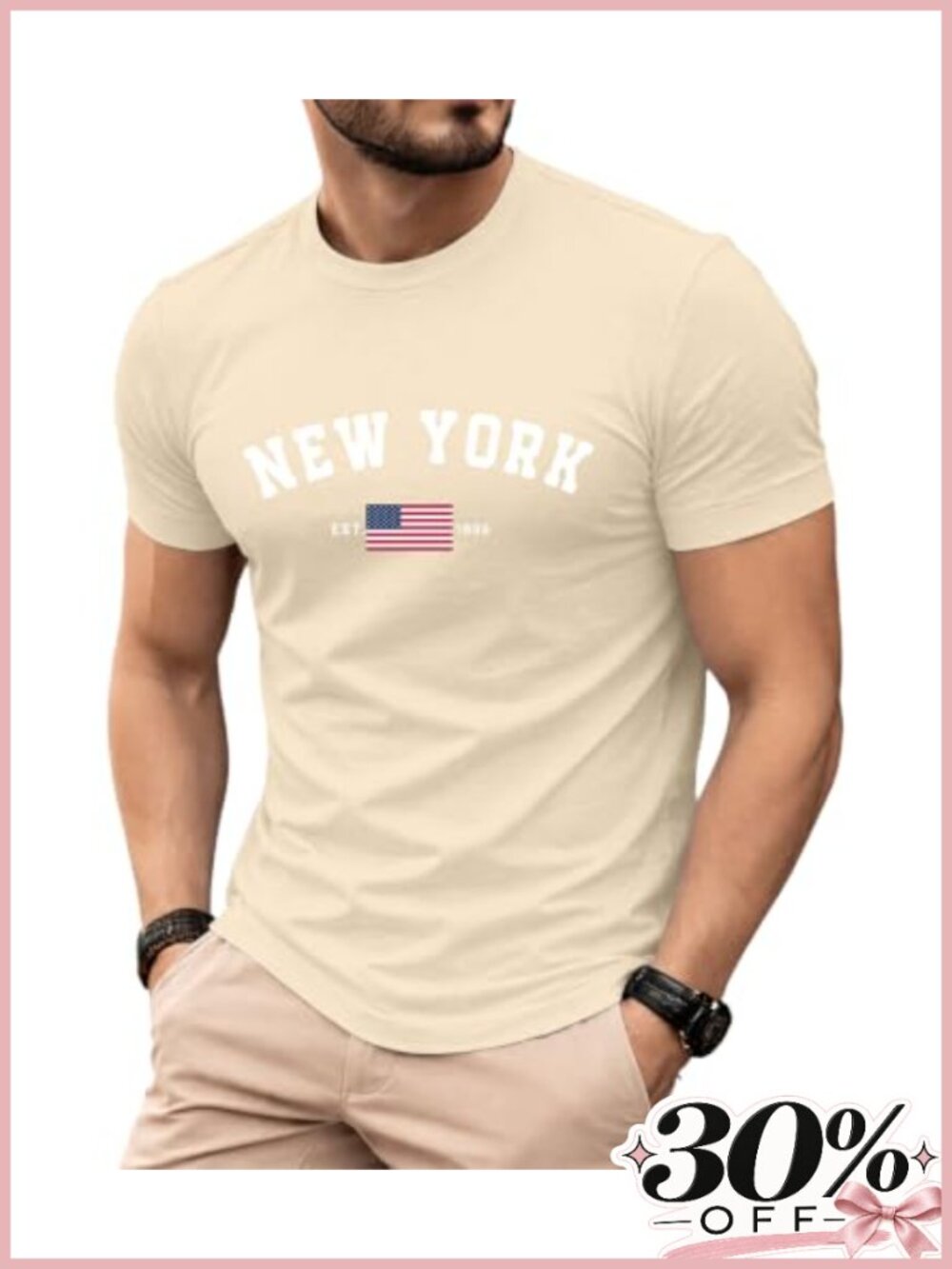 NEW YORK USA Flag Graphic Men's T-Shirt 100% Cotton Crew Neck Short Sleeve Tee